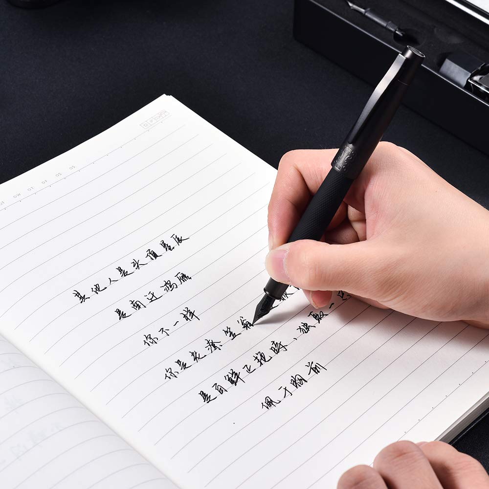 Amazon | 紳士万年筆 黒い特殊ペン先 細中太字（0.7-1.2mm) 金属の